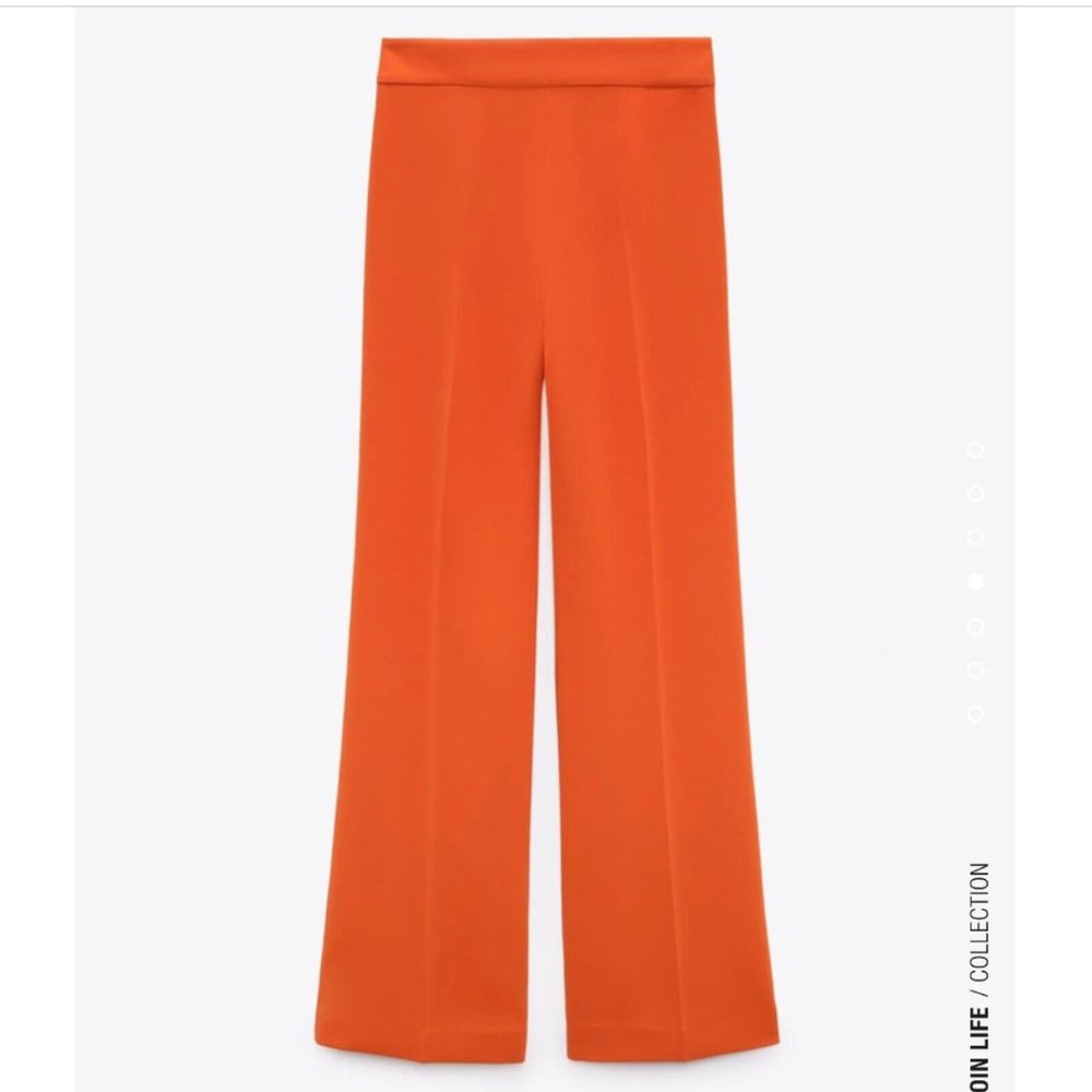 ZARA ORANGE HIGH WAISTED FLOWING FLARED TROUSERS PANTS